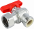 Кран шаровой FAR 3/4"EU(TP)-3/4", НР-накидная гайка EPDM, угловой, красн. бабочка, хром Кран шаровой FAR 3/4"EU(TP)-3/4", НР-накидная гайка EPDM, угловой, красн. бабочка, хром